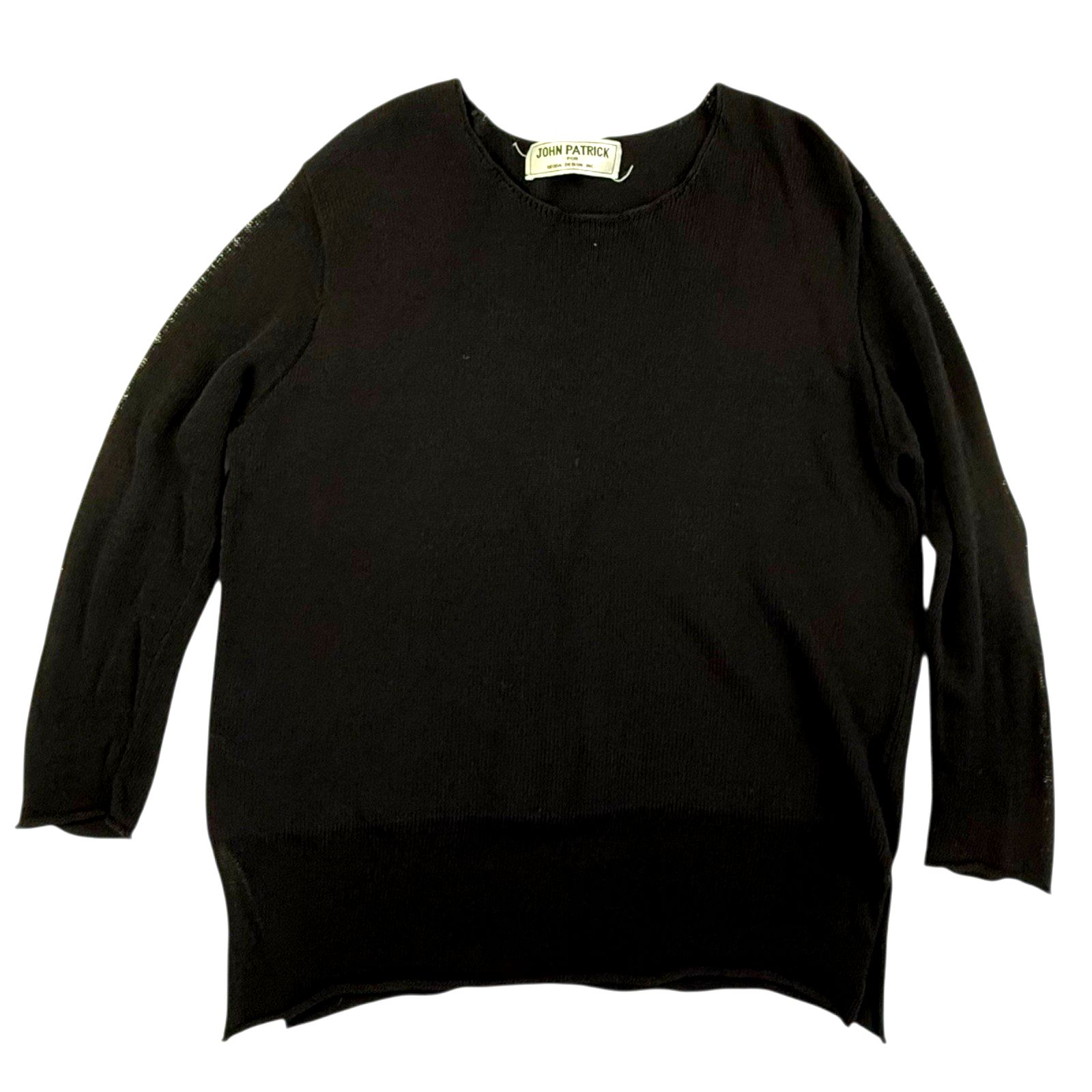 John Patrick Geoda Design Tunic Sweater Women M/L Black Italian Yarn Usa Vintage — image 2 of 8